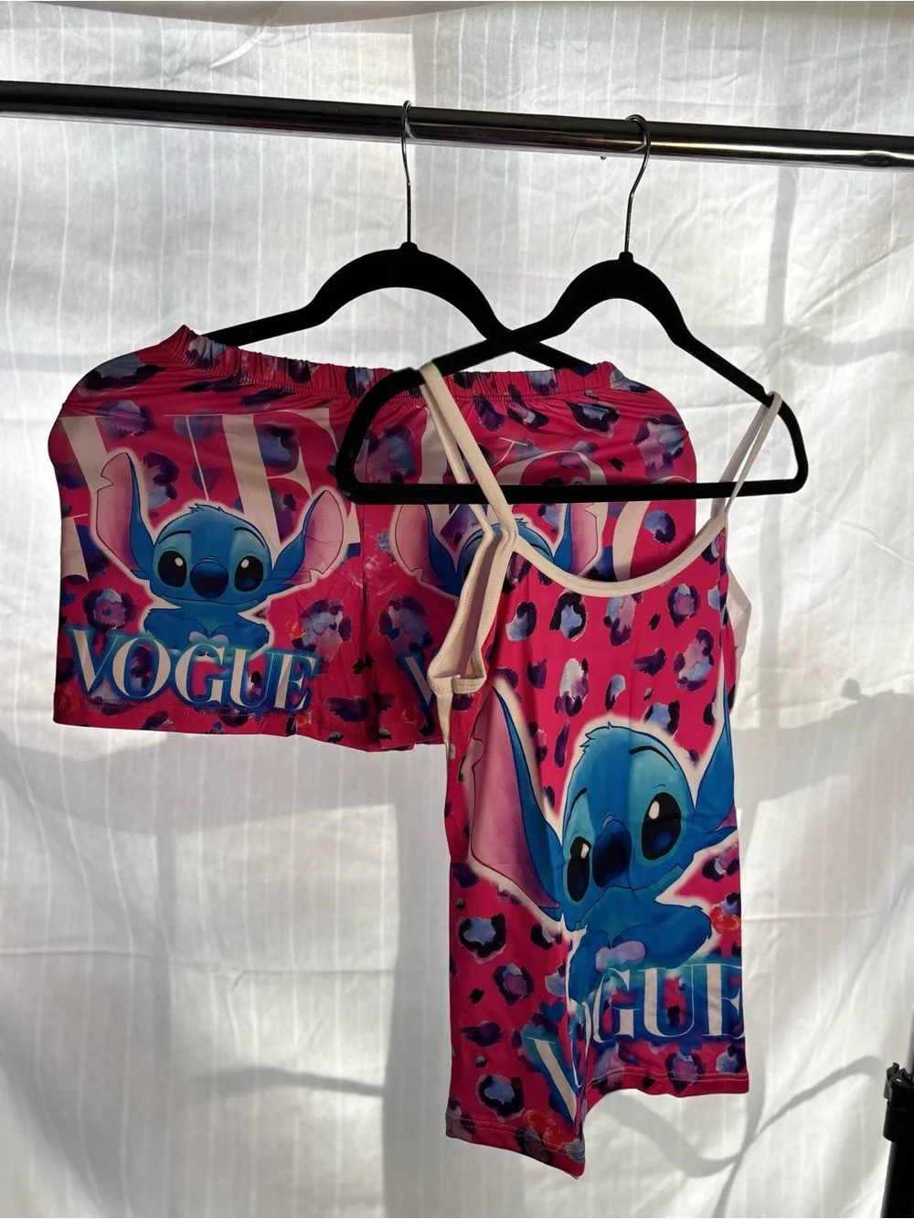 Stitch Graphic Pink Tank & Shorts Set - 